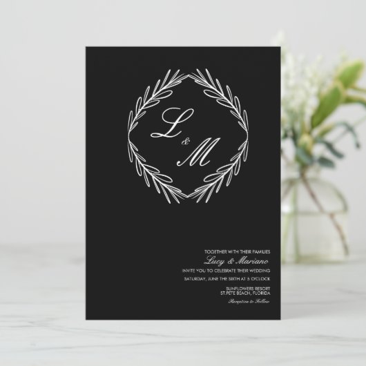 Monogrammed Elegant Script Branch Wedding Logo C Kaart (Staand voorkant)