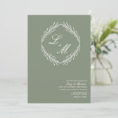 Monogrammed Elegant Script Branch Wedding Logo Kaart (Staand voorkant)