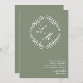 Monogrammed Elegant Script Branch Wedding Logo Kaart