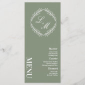 Monogrammed Elegant Script Branch Wedding Menu (Voorkant)