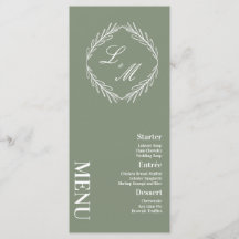 Monogrammed Elegant Script Branch Wedding Menu
