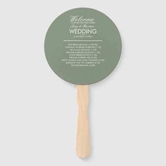 Monogrammed Elegant Script Branch Wedding Program Handwaaier (Achterkant)