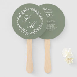 Monogrammed Elegant Script Branch Wedding Program Handwaaier