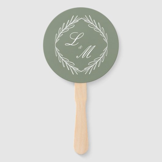 Monogrammed Elegant Script Branch Wedding Program Handwaaier (Voorkant)