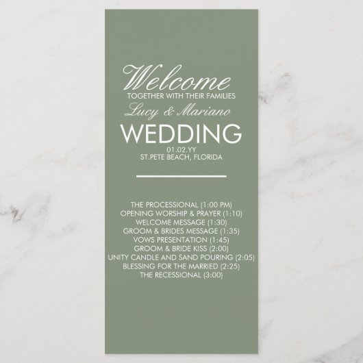 Monogrammed Elegant Script Branch Wedding Program Menu (Achterkant)