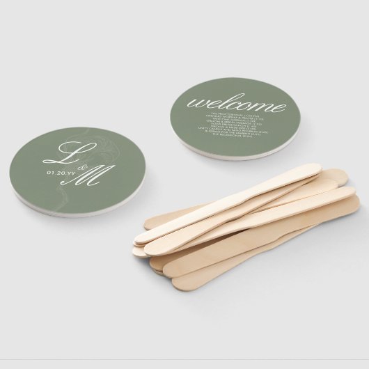 Monogrammed Elegant Script Cotton Flower Wedding Handwaaier (Niet-gemonteerd)