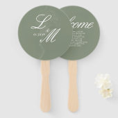 Monogrammed Elegant Script Cotton Flower Wedding Handwaaier (Voorkant en achterkant)