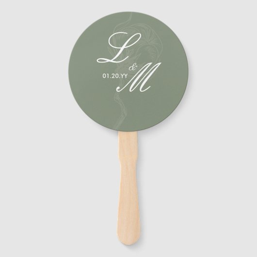 Monogrammed Elegant Script Cotton Flower Wedding Handwaaier (Voorkant)