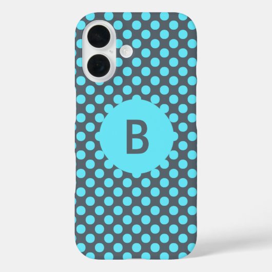 Monogrammed Elegant Turquoise Polka Dot Case-Mate iPhone Case (Achterkant)
