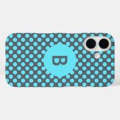 Monogrammed Elegant Turquoise Polka Dot Case-Mate iPhone Case (Achterkant (horizontaal))
