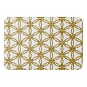 Monogrammed Elegant White en Gold Geometric  Badmat