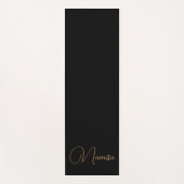 Monogrammed elegant zwart en goud vrouwelijk yogamat (Voorkant)