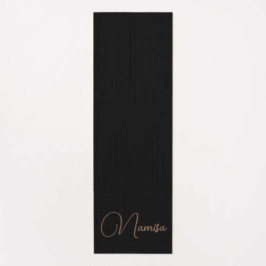 Monogrammed elegant zwart en goud vrouwelijk yogamat (Voorkant)