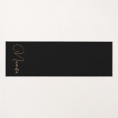 Monogrammed elegant zwart en goud vrouwelijk yogamat (Voorkant (horizontaal))