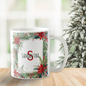 Monogrammed Elegante Kerst Winter Botanicals Koffiemok