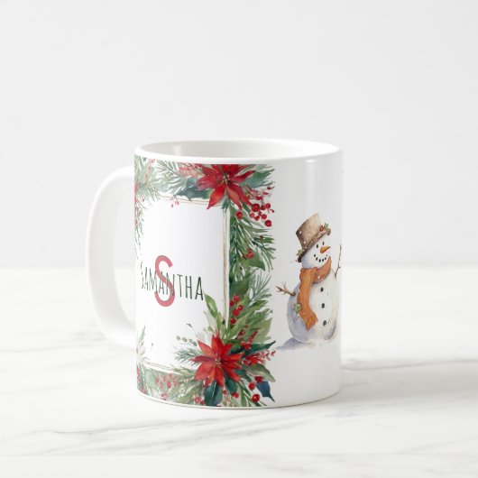 Monogrammed Elegante Kerst Winter Botanicals Koffiemok (Voorkant links)