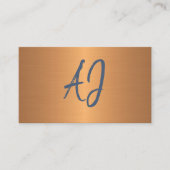 Monogrammed elegante metallic koperen marine visitekaartje (Voorkant)