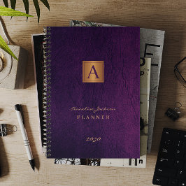 Monogrammed elegante paarse gouden moderne 2025 planner