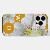 Monogrammed Elegante Schattigee Bloemkunst Dark Go iPhone Hoesje (Achterkant horizontaal)