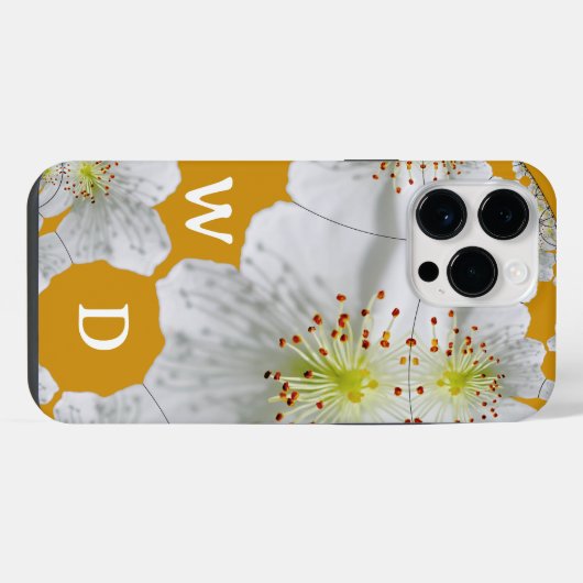 Monogrammed Elegante Schattigee Bloemkunst Dark Go iPhone Hoesje (Achterkant horizontaal)