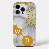 Monogrammed Elegante Schattigee Bloemkunst Dark Go iPhone Hoesje (Achterkant)