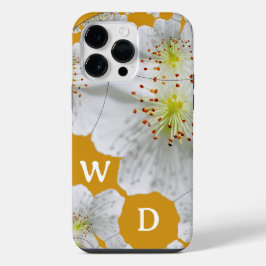 Monogrammed Elegante Schattigee Bloemkunst Dark Go iPhone 14 Pro Max Hoesje