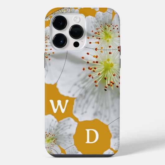 Monogrammed Elegante Schattigee Bloemkunst Dark Go iPhone Hoesje (Achterkant)