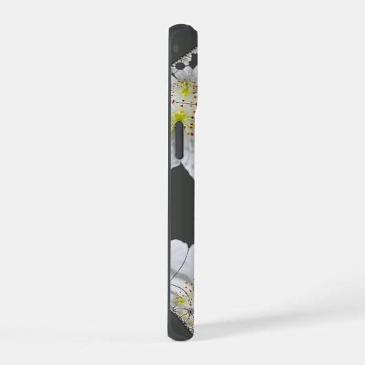 Monogrammed Elegante Schattigee Bloemkunst Houtsko iPhone 15 Case (Rechterkant)