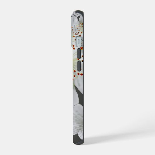 Monogrammed Elegante Schattigee Bloemkunst Houtsko iPhone 15 Case (Linkerkant)