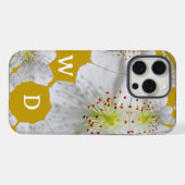 Monogrammed Elegante Schattigee Bloemkunst Sinaasa iPhone Hoesje (Achterkant horizontaal)