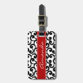 Monogrammed-elementen wit en ebony afdrukken bagagelabel (Voorkant verticaal)