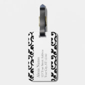 Monogrammed-elementen wit en ebony afdrukken bagagelabel (Achterkant verticaal)