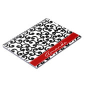 Monogrammed-elementen wit en ebony afdrukken notitieboek (Linkerzijde)