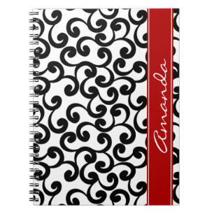 Monogrammed-elementen wit en ebony afdrukken notitieboek