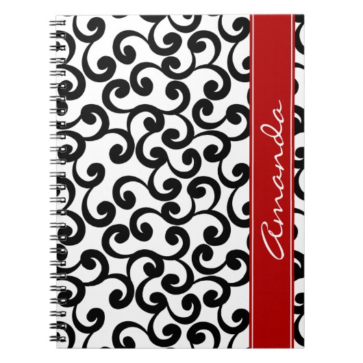 Monogrammed-elementen wit en ebony afdrukken notitieboek (Voorkant)