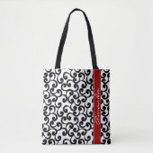 Monogrammed-elementen wit en ebony afdrukken tote bag (Voorkant)