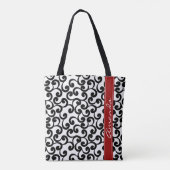 Monogrammed-elementen wit en ebony afdrukken tote bag (Achterkant)