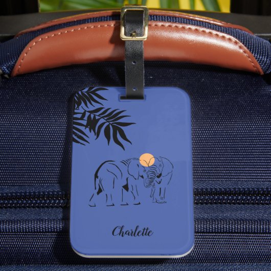 Monogrammed "Elephants at Night" Bagagelabel (Voorkant Insitu 2)