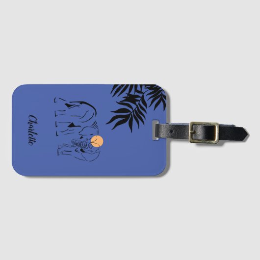Monogrammed "Elephants at Night" Bagagelabel (Voorkant (horizontaal))
