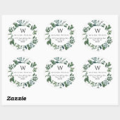 Monogrammed Emerald Forest gebladerte retouradres Ronde Sticker (Vel)