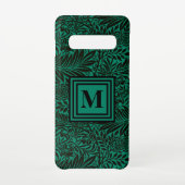 Monogrammed Emerald Green Botanical Pattern Samsung Galaxy Hoesje (Achterkant)