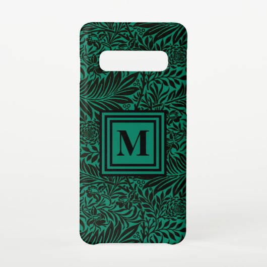 Monogrammed Emerald Green Botanical Pattern Samsung Galaxy Hoesje (Achterkant)