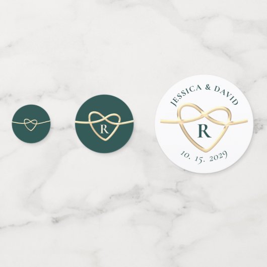 Monogrammed Emerald Green Wedding Confetti (Achterkanten)