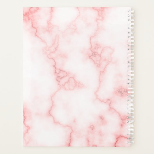 Monogrammed en Faux Pink Marble Planner (Achterkant)