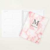 Monogrammed en Faux Pink Marble Planner (Display)