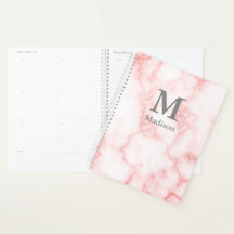 Monogrammed en Faux Pink Marble