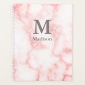 Monogrammed en Faux Pink Marble Planner (Voorkant)