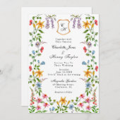 Monogrammed English Garden Floral Wedding Aankondiging (Voorkant / Achterkant)