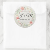 Monogrammed Envelop Rustiek Houten Blush Roos Bloe Ronde Sticker (Tas)