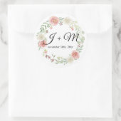Monogrammed Envelop Seal Blush Ivory Roos Bloemen Ronde Sticker (Tas)